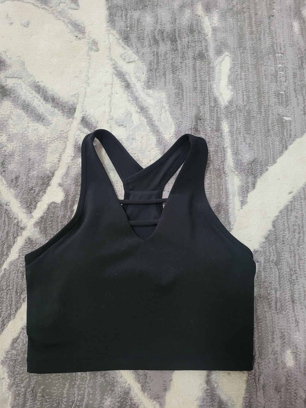 Zyia Black Strappy Back Cropped Top With Bra Attached Size S